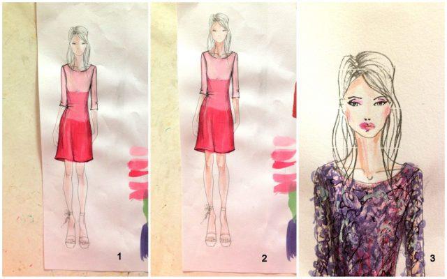 drawings of dresses with color